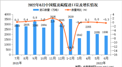2022年6月中國煤及褐煤進口數據統計分析  ?