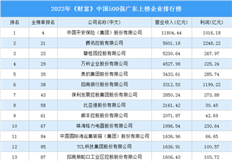 2022年《财富》中国500强广东上榜企业排行榜（附榜单）