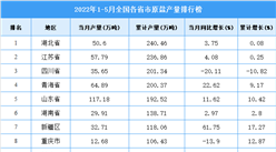 2022年1-5月全國各省市原鹽產量排行榜