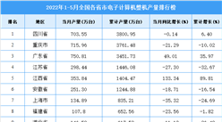 2022年1-5月全國各省市電子計算機整機產量排行榜