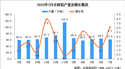 2022年7月全國鉛產量數據統計分析