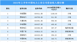2022年上半年中國電力上市公司營業收入排行榜（附榜單）