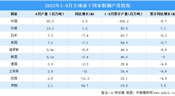 2022年8月全球粗鋼產量分析：產量1.506億噸（圖）