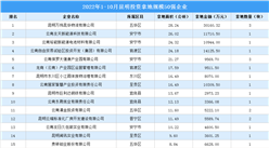 產業投資情報：2022年1-10月昆明投資拿地規模50強企業
