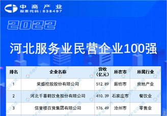 2022河北省服务业民营企业100强排行榜