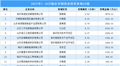 產業招商情報：2022年1-10月臨沂市制造業投資拿地20強企業
