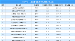 產業投資情報：2022年1-11月安徽省投資拿地規模50強企業