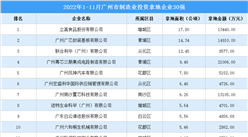 產業招商情報：2022年1-11月廣州市制造業投資拿地企業30強