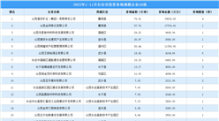 產業投資情報：2022年1-11月長治市投資拿地規模企業50強