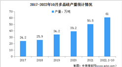 2022年1-10月全國光伏制造行業運行情況：多晶硅產量約61萬噸（圖）