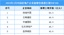 2023年1月中國房地產企業新增貨值排行榜TOP100