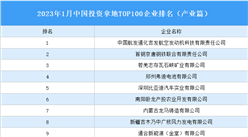產業投資情報：2023年1月中國投資拿地TOP100企業排行榜（產業篇）