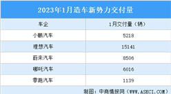 2023年1月造車新勢力銷量PK：理想逆勢增長 零跑汽車降幅明顯（圖）
