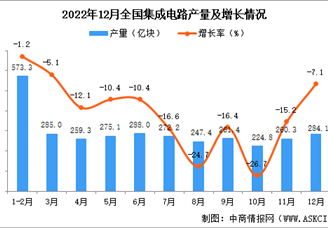 2022年12月全国集成电路产量数据统计分析