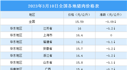 2023年3月11日全國各地最新豬肉價格行情走勢分析（圖）