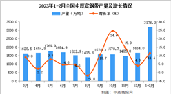 2023年1-2月全國中厚寬鋼帶產量數據統計分析