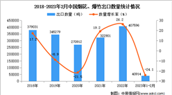 2023年1-2月中國煙花、爆竹出口數據統計分析：出口量同比下降24.1%