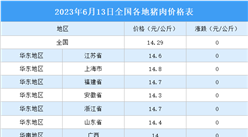 2023年6月14日全國各地最新豬肉價格行情走勢分析