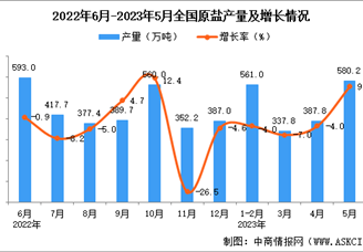 2023年5月全国原盐产量数据统计分析