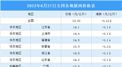 2023年6月28日全國各地最新豬肉價格行情走勢分析