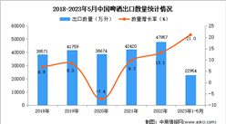 2023年1-5月中國啤酒出口數據統計分析：出口量同比增長21.0%