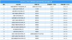 投資企業盤點 | 2023年上半年合肥制造業投資企業30強名單匯總（圖）