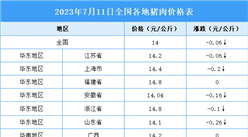 2023年7月12日全國各地最新豬肉價格行情走勢分析