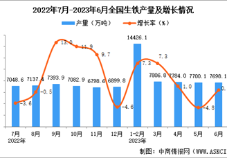 2023年6月全国生铁产量数据统计分析