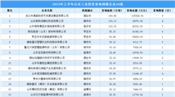 【工業投資情報】2023年上半年山東工業土地投資TOP50近56億