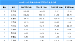 2023年上半年全國各省市化學纖維產量排行榜