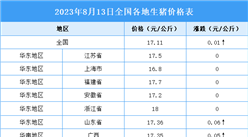 2023年8月14日全國各地最新生豬價格行情走勢分析