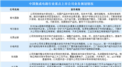 2023年中國集成電路行業重點上市公司業務布局及業務規劃分析（圖）