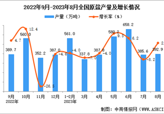 2023年8月全国原盐产量数据统计分析