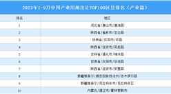 產業投資情報：2023年1-9月中國產業用地出讓TOP100區縣排名（產業篇）
