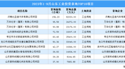 2023年1-9月山東工業土地投資規模最大的十個項目匯總（圖）
