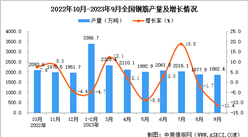 2023年9月全國鋼筋產量數據統計分析