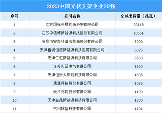 2023中国光伏支架企业20强排行榜（附榜单）