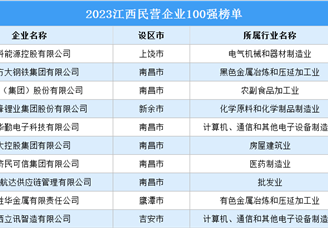 2023江西民营企业100强排行榜（附榜单）