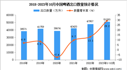 2023年1-10月中國啤酒出口數據統計分析：出口額增長明顯