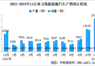 2023年11月赛力斯产销情况：新能源汽车销量同比增长104.39%（图）