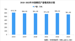 2023年全國棉花產量561.8萬噸 比上年減少36.2萬噸（圖）