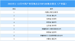 產業投資情報：2023年1-12月中國產業用地出讓TOP100地市排名（產業篇）