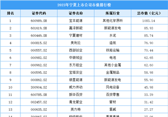 2023年宁夏上市公司市值排行榜（附榜单）