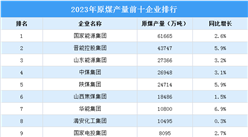 2023年度原煤產量前十企業排行榜（附榜單）