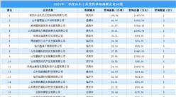 【工業投資情報】2024年一季度山東工業土地投資50強企業總投資超35億