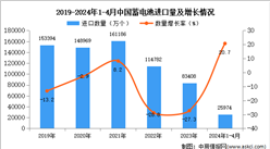 2024年1-4月中國蓄電池進口數據統計分析：進口量同比增長20.7%