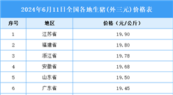 2024年6月12日全國各地最新生豬價格行情走勢分析