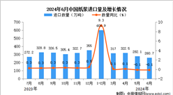 2024年6月中國紙漿進口數據統計分析：進口量260.7萬噸