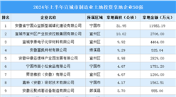 【招商引資成績分享】2024年上半年宣城市制造業土地投資TOP50企業盤點