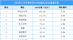 2024年上半年呼倫貝爾市各旗市GDP排行榜：海拉爾區GDP超百億（圖）